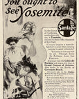 1909 Santa Fe Railway Railroad Print Ad Yosemite Alaska Yukon Pacific Exposition