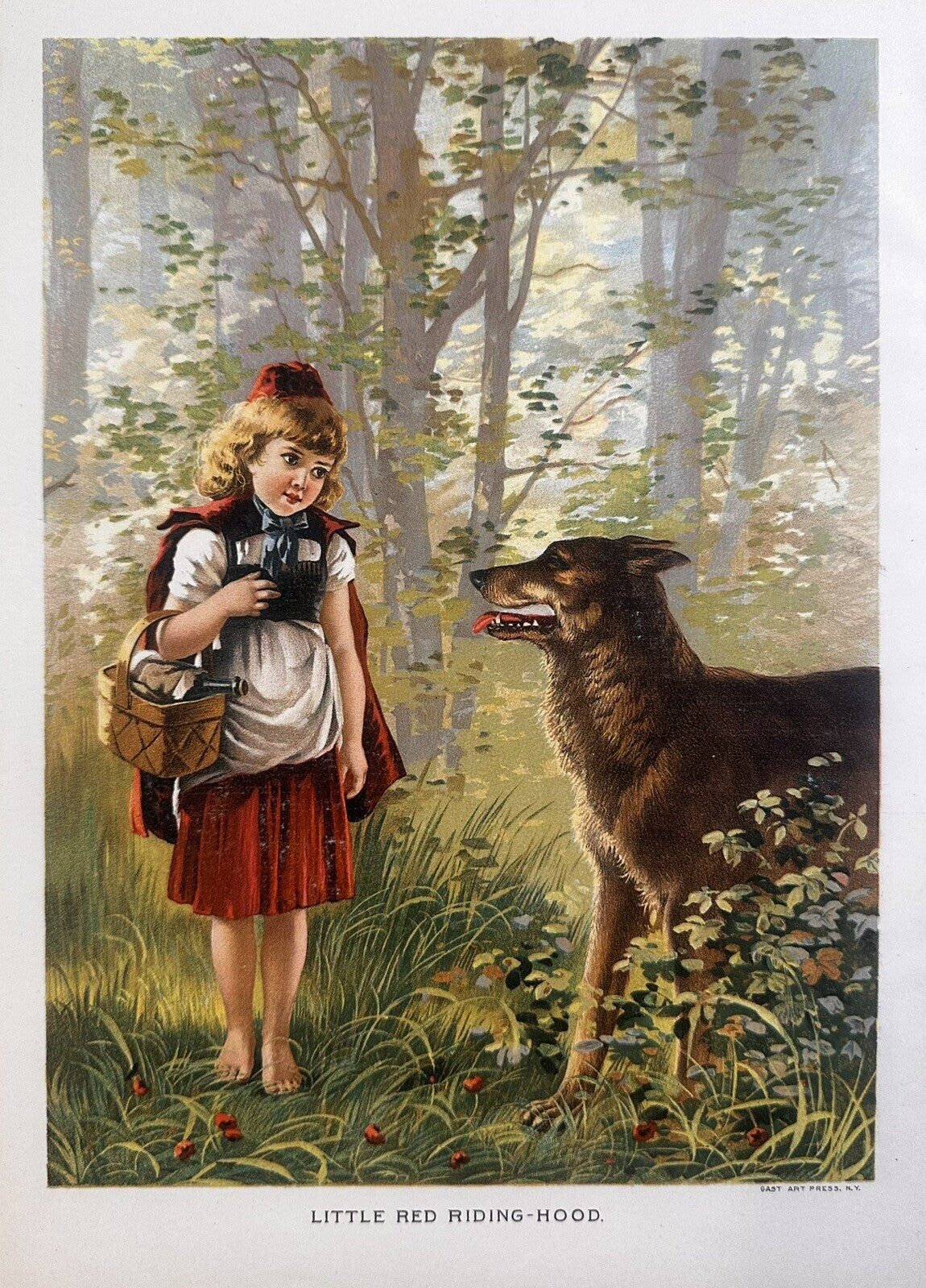 1890 "Little Red Riding|Hood" Chromolithograph Print | Magazine Illustration