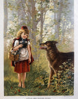 1890 "Little Red Riding|Hood" Chromolithograph Print | Magazine Illustration