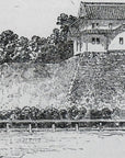 1892 Present Aspect Of The Osaka Castle, Japan Antique Wood Engraving