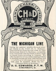 1903 Cincinnati Hamilton & Dayton Railroad Print Ad CH&D Railway Michigan Line