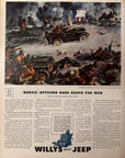 1943 Willy’s Jeep Illustrated Print Ad, WW2 Era, Session S., War Memorabilia