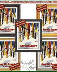 a set of three framed pictures of skis