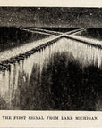 1893 The First Signal From Lake Michigan Antique Magazine Wood Engraving