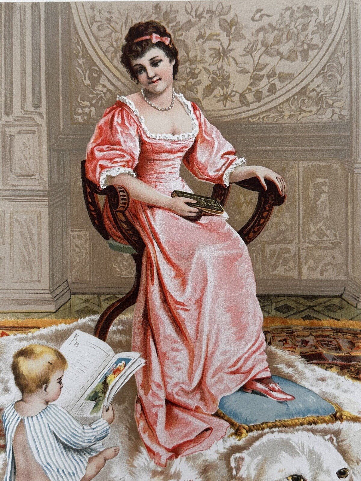 1891 "Mama’s Boy Will Be An Author" Chromolithograph Print | Magazine Illustration
