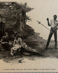 1892 A White Figure Flys Out & Throws Herself On The… Antique Magazine Wood Engraving