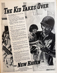 1943 The New Haven Railroad WWII With Illustrated Soldier & Kid Print Ad
