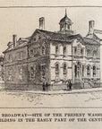 1893 Site Of The Present Washington Building In The… Antique Wood Engraving