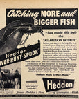 1948 Heddon River Runt Spook Fishing Lure Print Ad Dowagiac MI Black Bass TN