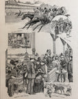 1893 A Day At The Sheepshead Bay Antique Magazine Wood Engraving, Horse Racing