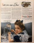 1944 General Motors WWII Era Print Ad, Illustrated Army With Ships And Kid