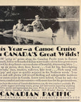 1934 Canadian Pacific Railway Railroad Print Ad Canada Fishing Canoes Lakes