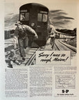 1944 Southern Pacific Railroad Print Ad Sorry I was So Rough Ma'am Baby In Track