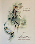 1948 Zenith Women's Watch Ad - Equestrian - Vintage Illustrated Print Ad