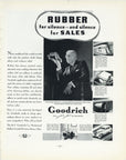 1935 B.F. Goodrich rubber vintage print advertisement promoting industrial noise reduction and engineered rubber compounds