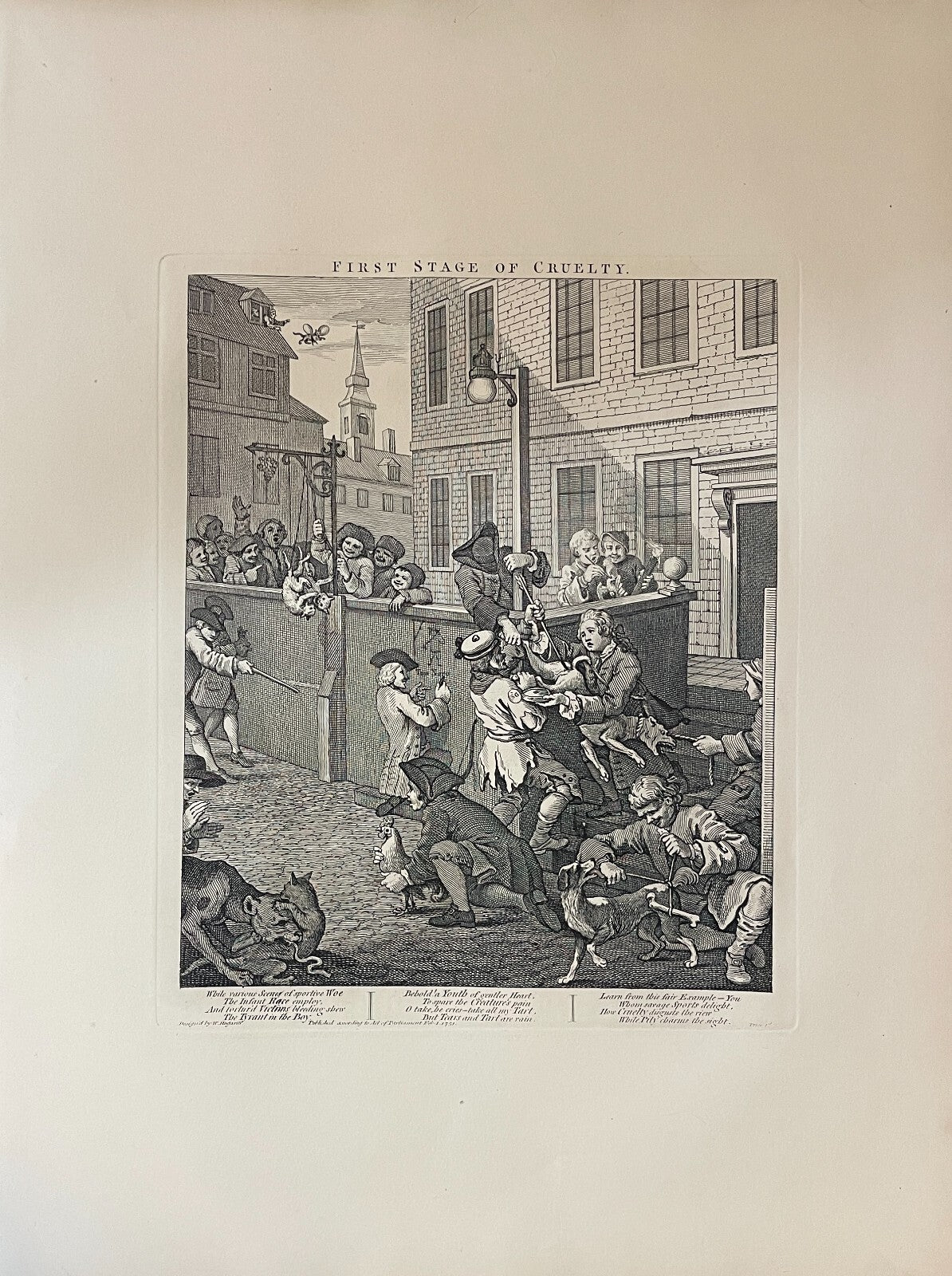 1822 THE STAGES OF CRUELTY (Set of 4) Authentic Hogarth Heath Ed. Antique Prints