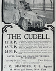 1903 The Cudell Vintage Automobile Print Ad 4 Cylinder Touring Car J. Brandes NY