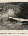 1893 Throwing The Search Light On An Attacking … Antique Magazine Wood Engraving