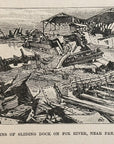 1893 Ruins Of Sliding Dock On Fix River, Near Panama Antique Wood Engraving