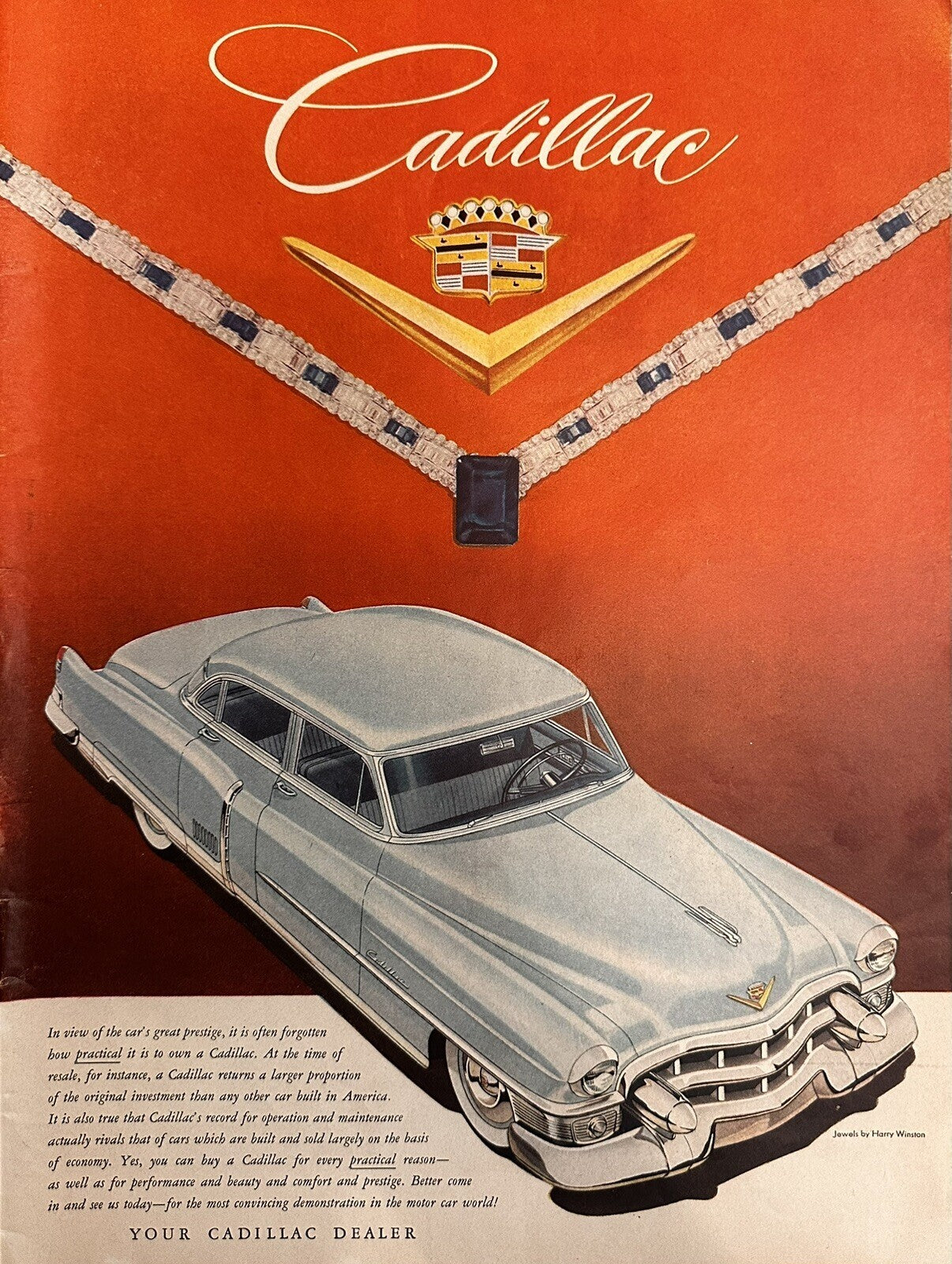 1953 Cadillac Car Print Ad (Approx. 10.5x14) - Retro Automobile Decor