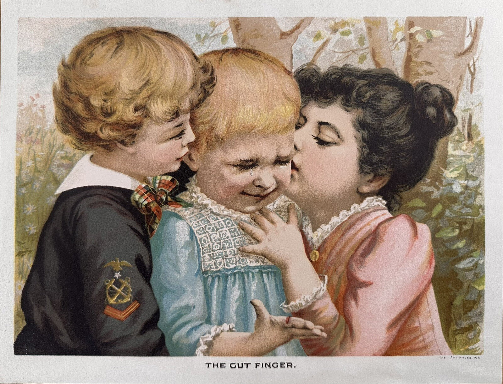 1892 "The Cut Finger" Chromolithograph Print | Magazine Illustration
