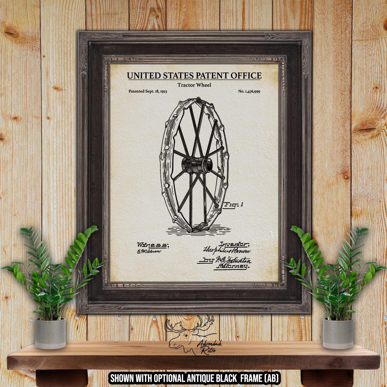 Tractor Wheel Patent Print - 1923 Tractor Invention at Adirondack Retro