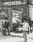 1892 At The Cafe Des Arts Antique Magazine Wood Engraving Maison Arnoux