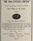 1906 New York Central Railroad Print Ad NY Central Lines 20th Century Limited