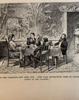 1892 Dining Room At The Lamasery, New York City Antique Wood Engraving