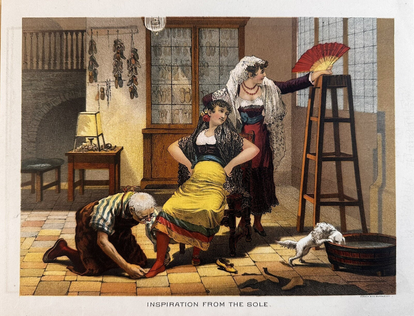 1886 "Inspiration From The Sole" Chromolithograph Print | Magazine Illustration