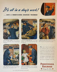 1945 Pennsylvania Railroad Print Ad Trains It's All In A Day's Work Trainman