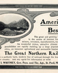 1902 Great Northern Railway Railroad Print Ad Lake McDonald America's Best