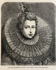 1893 An Elizabeth Ruff - In Lace Collection Antique Magazine Wood Engraving