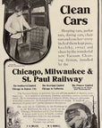 1908 Chicago Milwaukee & St Paul Railway Railroad Print Ad Clean Cars Travel Ad