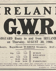 1906 Great Western Railway Print Ad GWR Ireland Fishguard Route Turbine Steamers