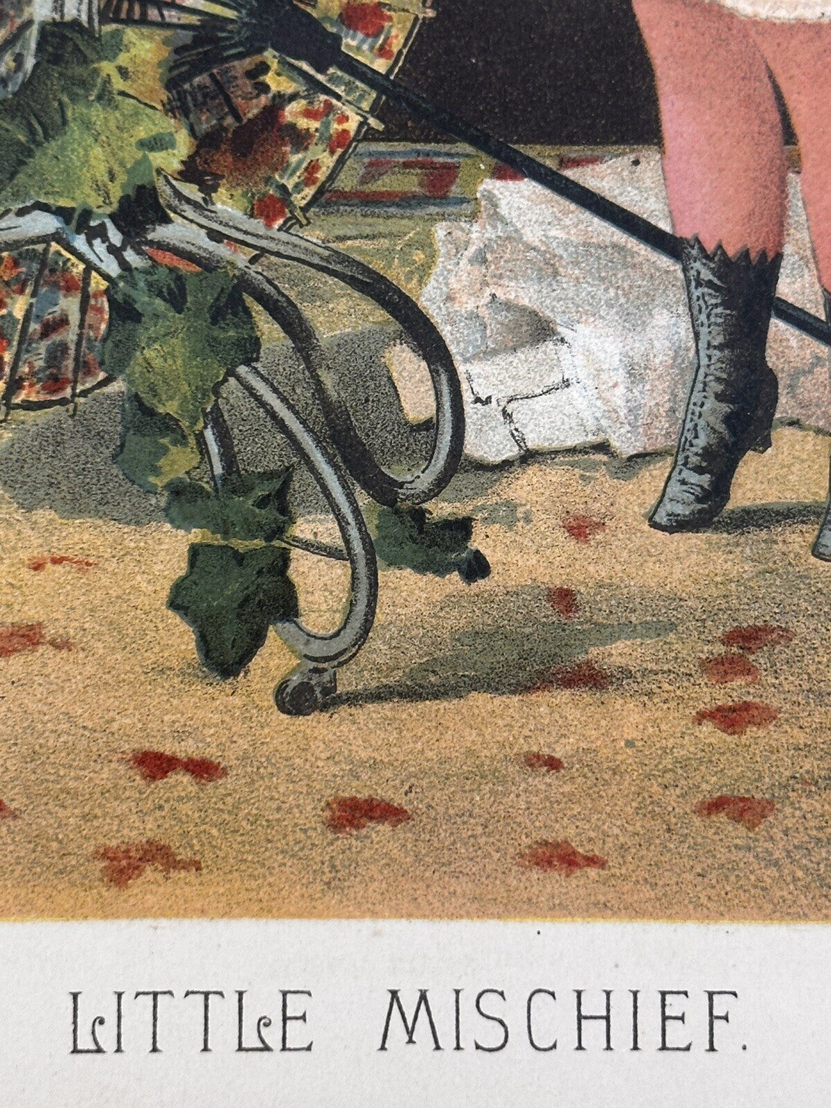 1884 "Little Mischief" Chromolithograph Print | Magazine Illustration