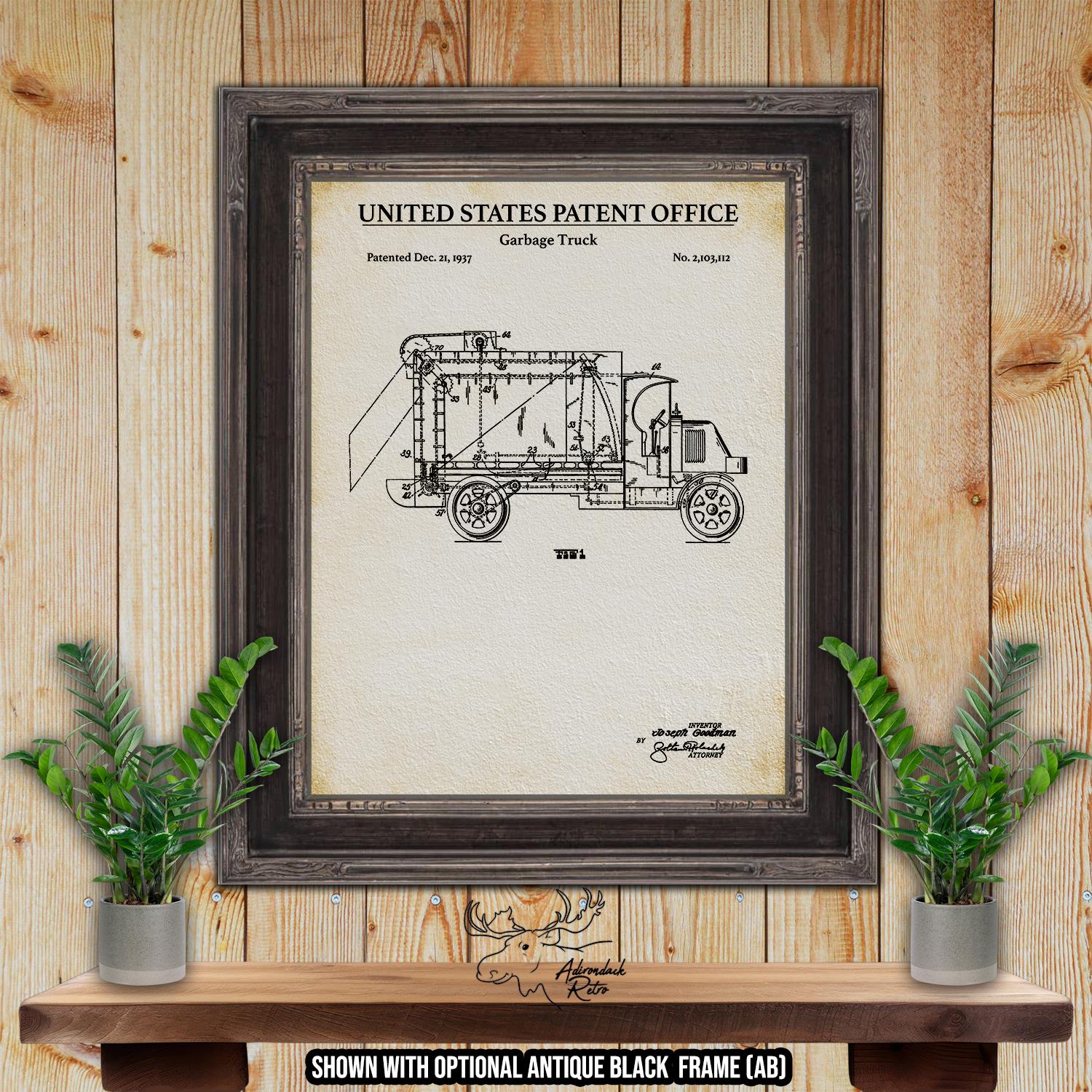 Garbage Truck Patent Print - 1937 Refuse Vehicle Invention at Adirondack Retro