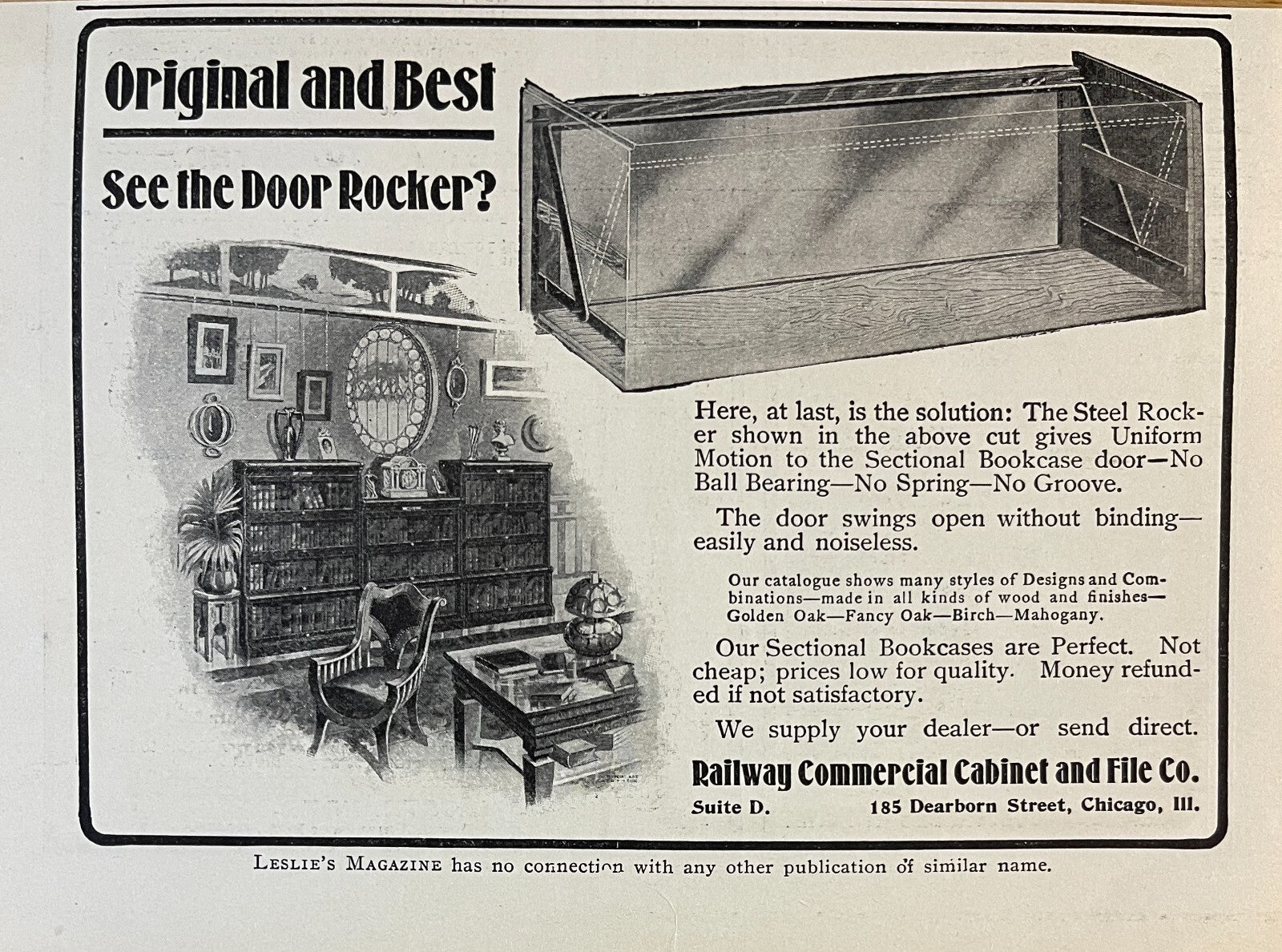 1904 Railway Commercial Cabinet and File Co. Railroad Print Ad Steel Door Rocker