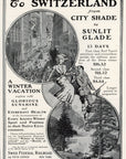 1908 Swiss Federal Railroad Print Ad Switzerland Travel City Shade Sunlit Glade