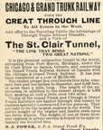 1893 Grand Trunk Railway Railroad Print Ad Canada Chicago Great Through Line