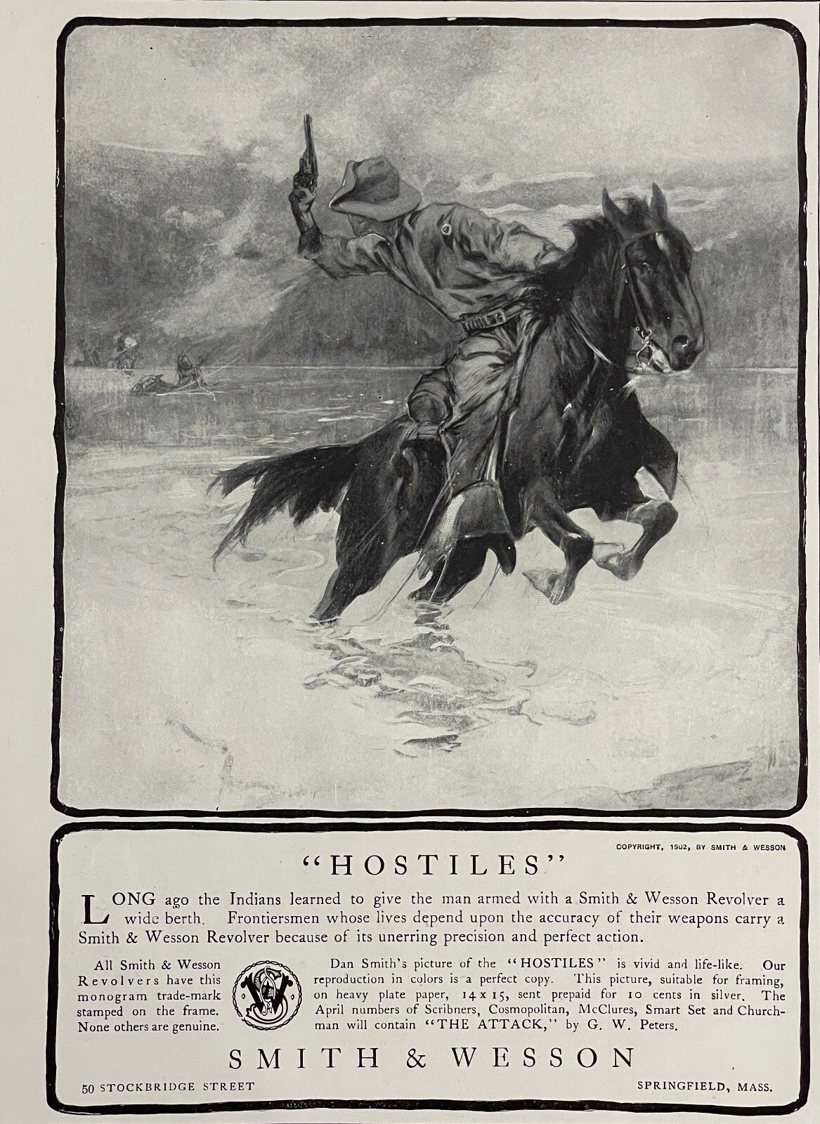 1903 Smith & Wesson Revolvers Antique Print Ad Hostiles Dan Smith Springfield MA