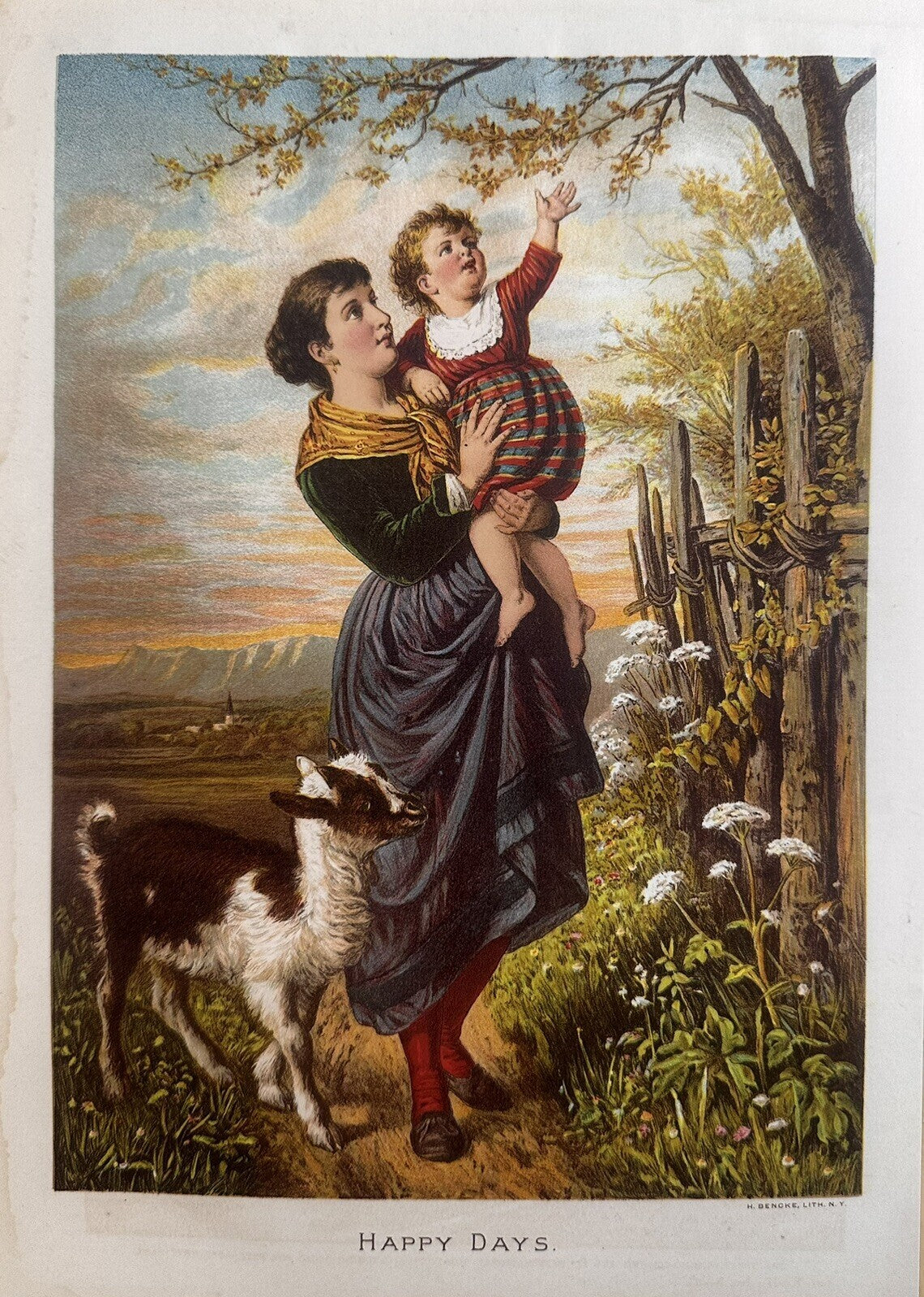 1886 "Happy Days" Chromolithograph Print | Magazine Illustration