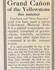 1913 Union Pacific Railroad Print Ad Grand Canyon Yellowstone Railway Travel Ad