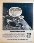 1969 Union Pacific Railroad Vintage Print Ad, 60’s Moon Astronauts Illustration