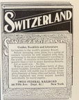 1912 Swiss Federal Railroad Print Ad Switzerland New York Railway Advertisement