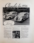 1935 Chrysler Airflows Six DeLuxe Eight Model Year 1936 Cars Vintage Print Ad