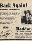 1947 Heddon Shore Minnow Fishing Lure Print Ad Dowagiac MI Blue Cypress Lake FL