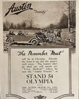 1919 Austin Twenty UK Automobile Print Ad - Olympia Exhibition Stand 54 Fox Hunt