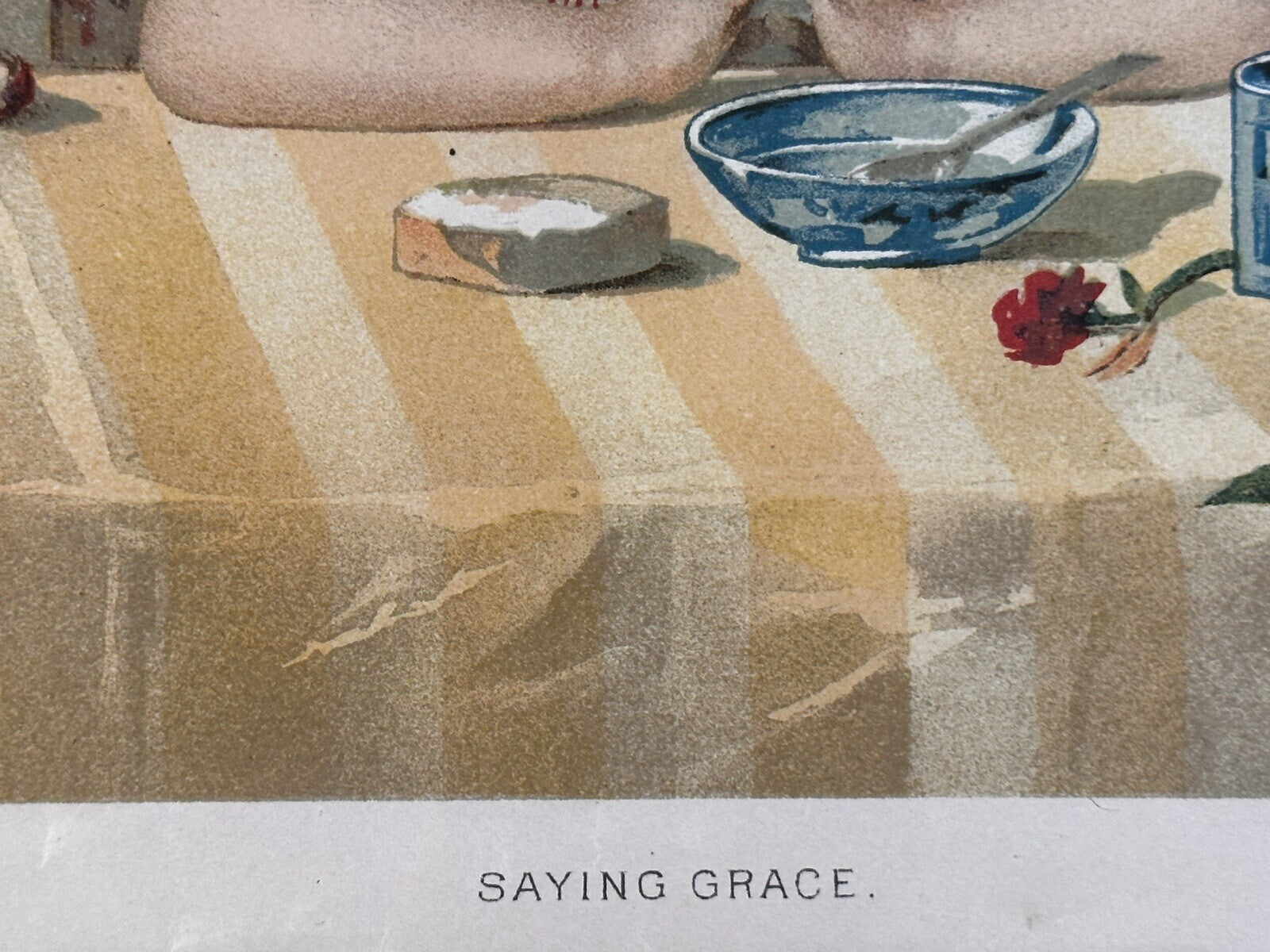 1887 "Saying Grace" Chromolithograph Print | Magazine Illustration