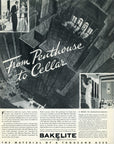 1935 Bakelite Vintage Print Ad - From Penthouse To Cellar Illustration - New York NY